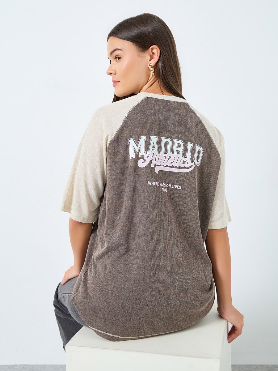 Khaki Oversized Raglan Sleeve T-Shirt