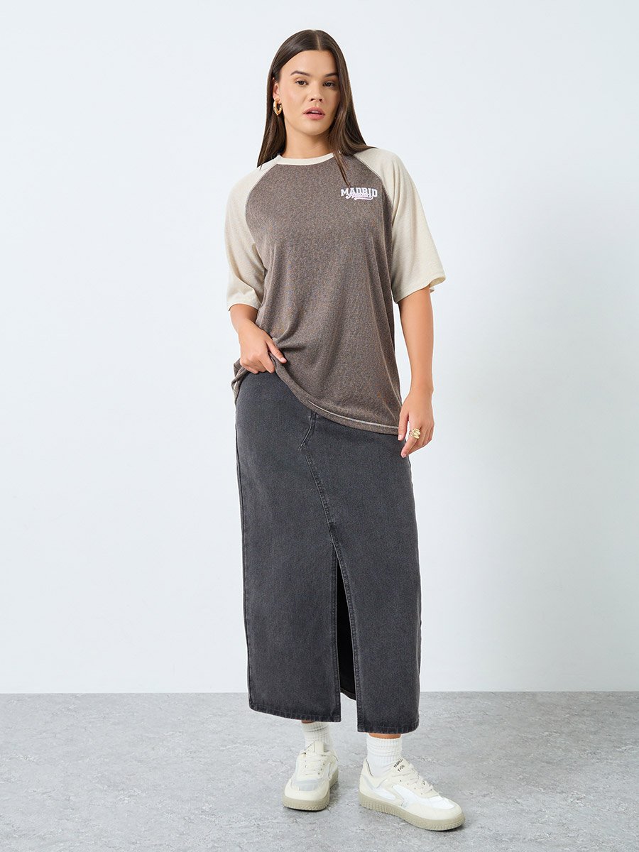 Khaki Oversized Raglan Sleeve T-Shirt