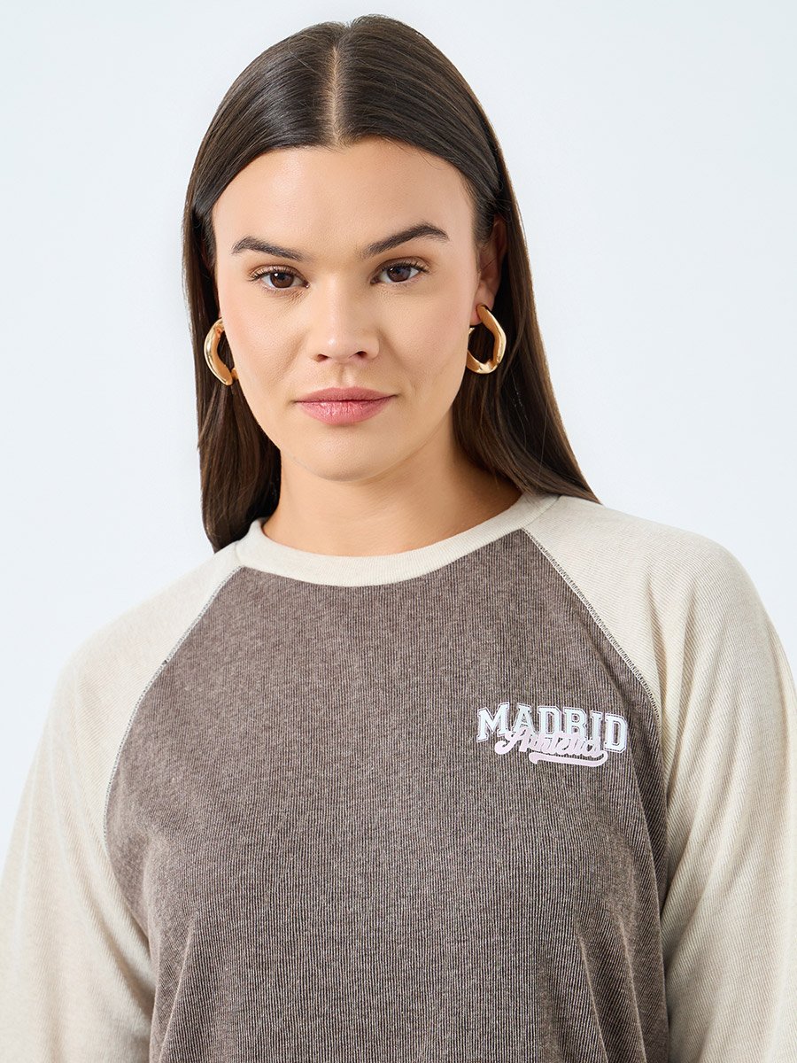 Khaki Oversized Raglan Sleeve T-Shirt