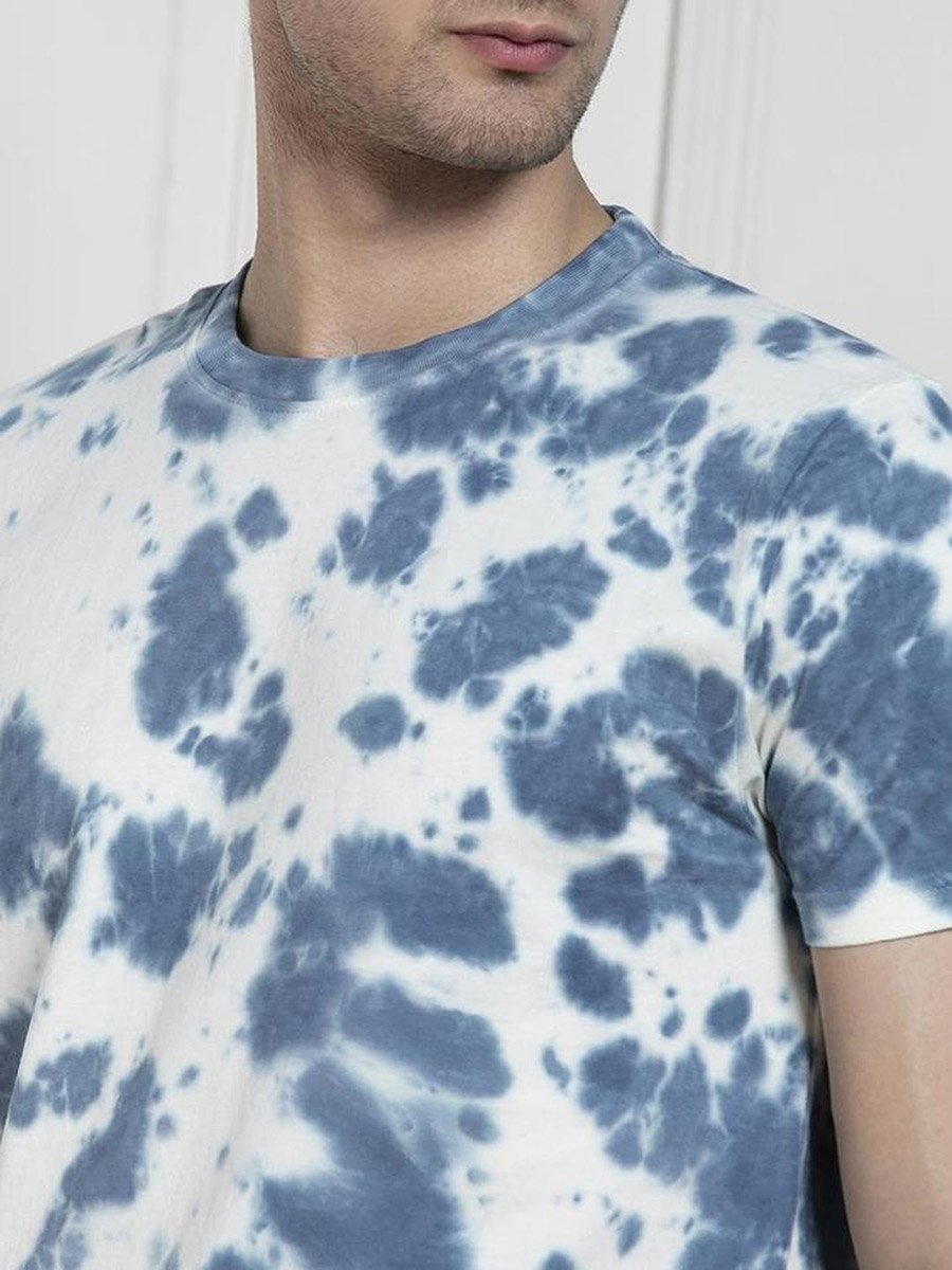 Tie and Dyed Print Cotton T-Shirt