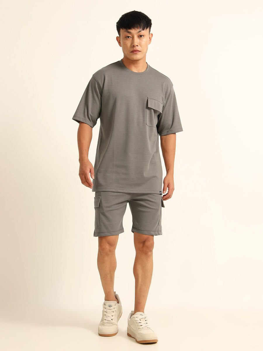 Men Drop-Shoulder Oversized T-Shirt and Shorts Set