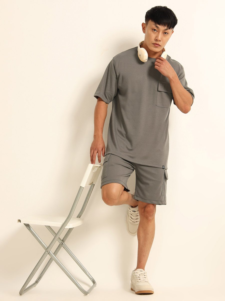 Men Drop-Shoulder Oversized T-Shirt and Shorts Set