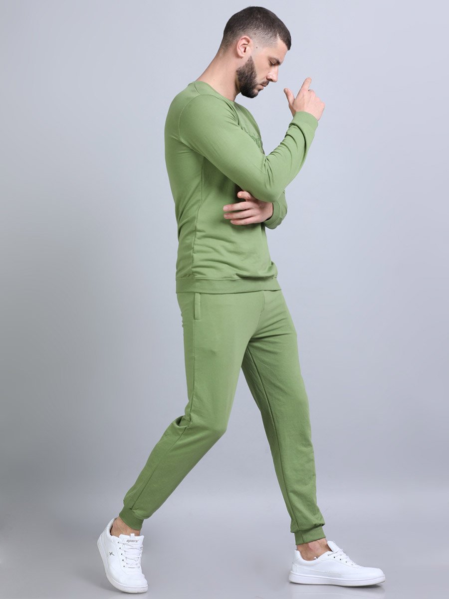 Men Embroidered Loop Knit Sweatshirt and Joggers Set