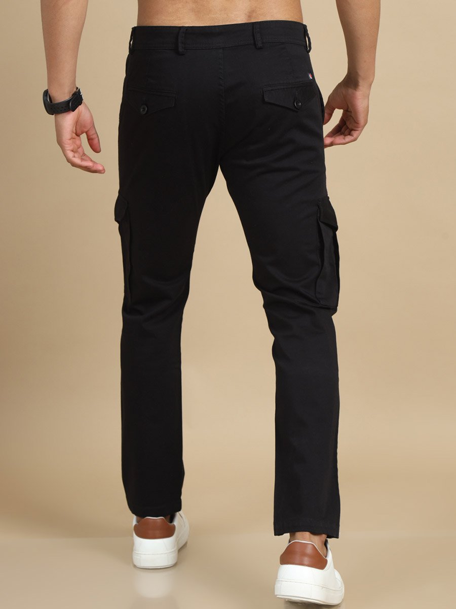 Men Black Smart Slim Fit Cargo Pants