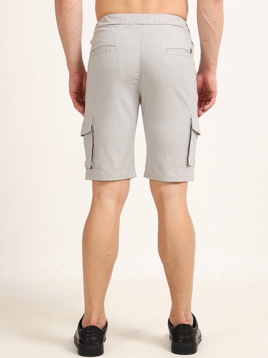 Grey Cargo Linen Shorts