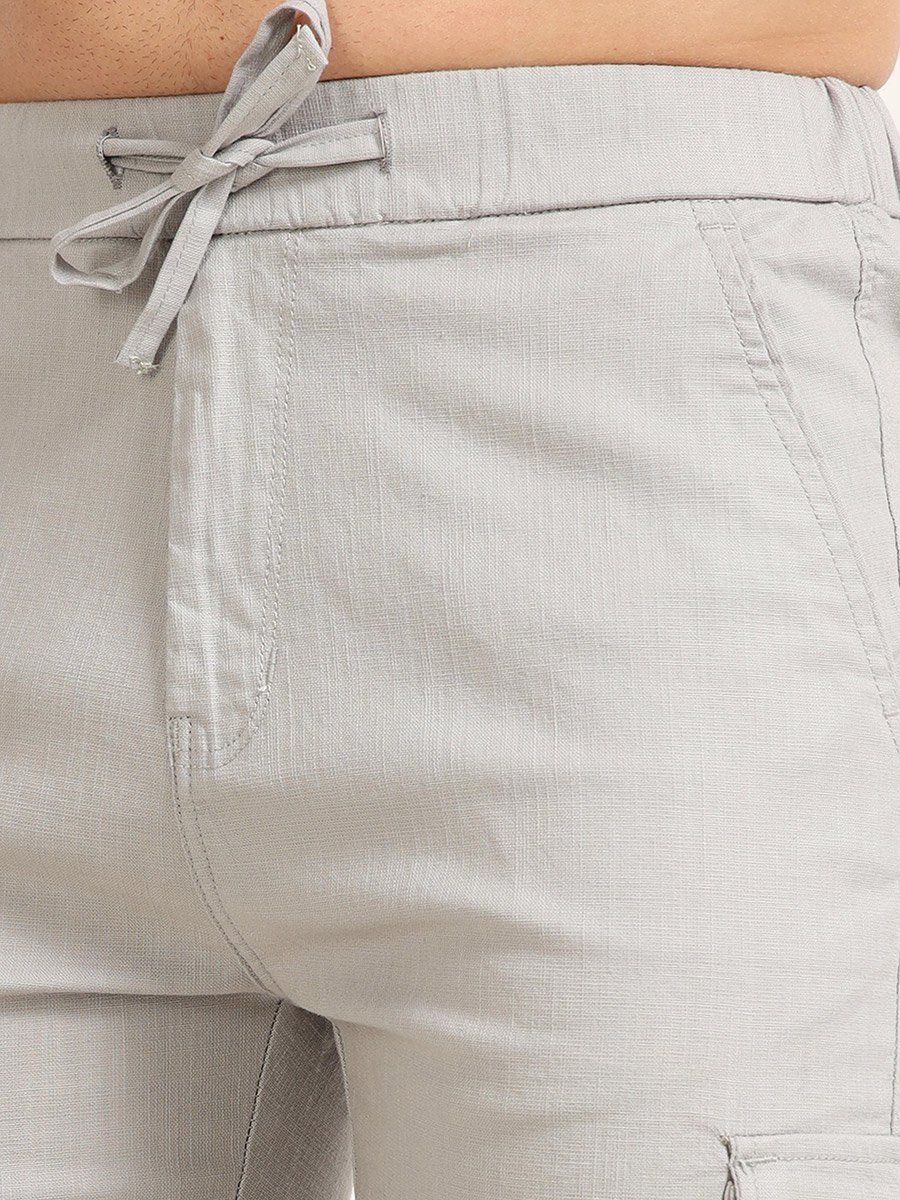 Grey Cargo Linen Shorts