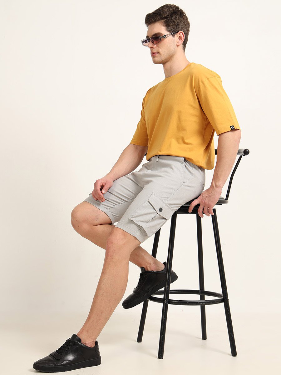 Grey Cargo Linen Shorts