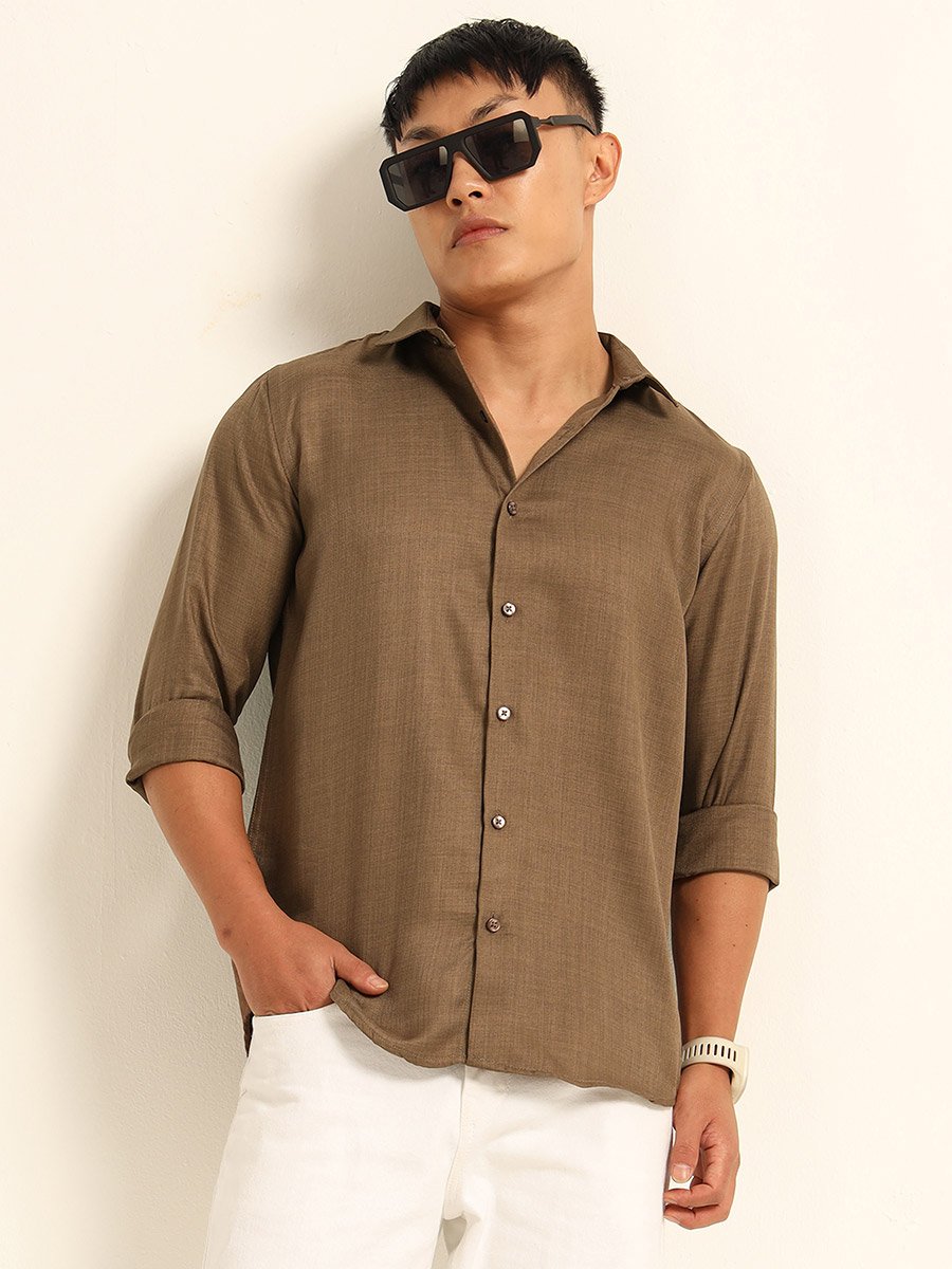 Men Brown Classic Casual Shirt