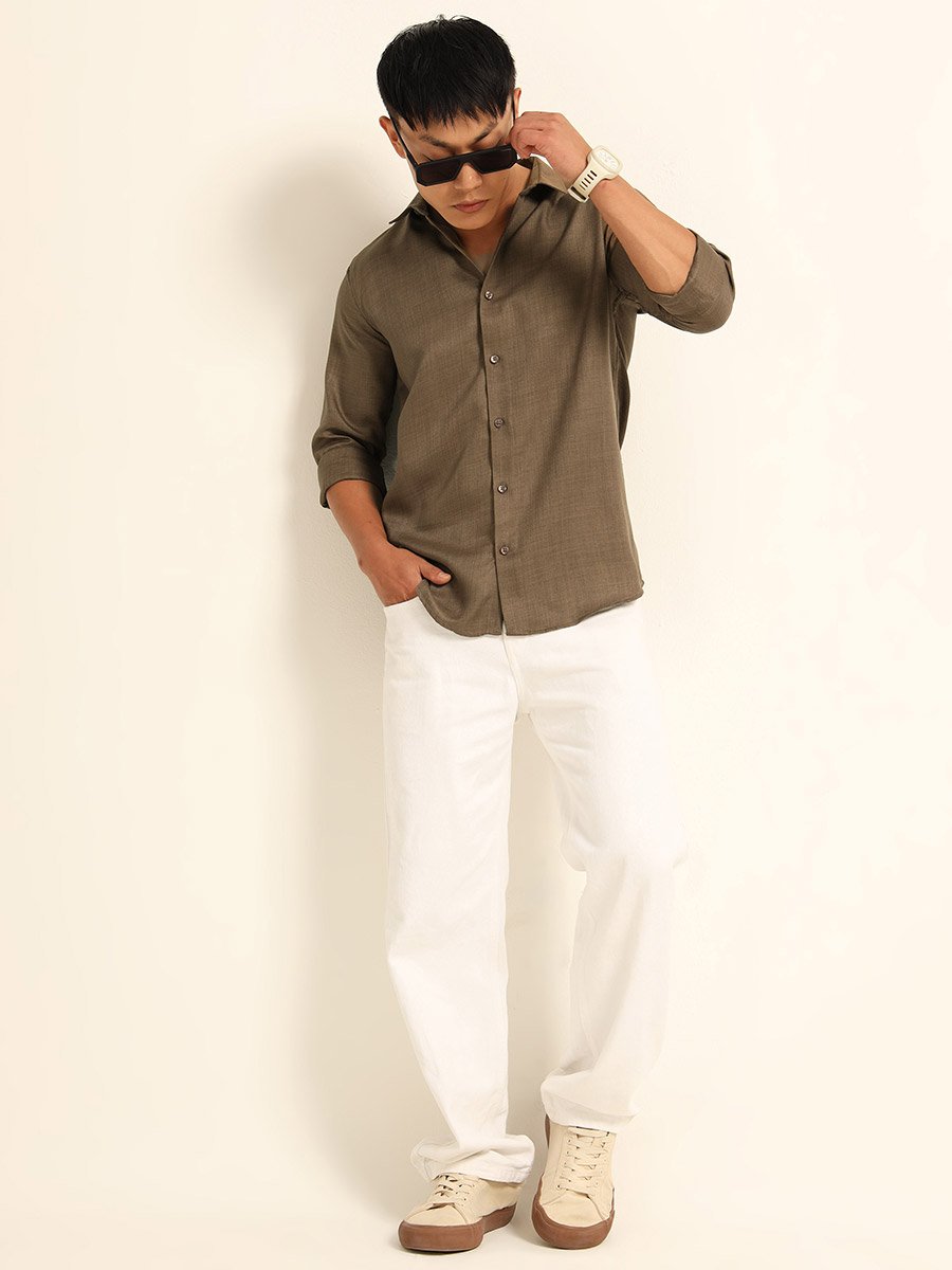 Men Brown Classic Casual Shirt