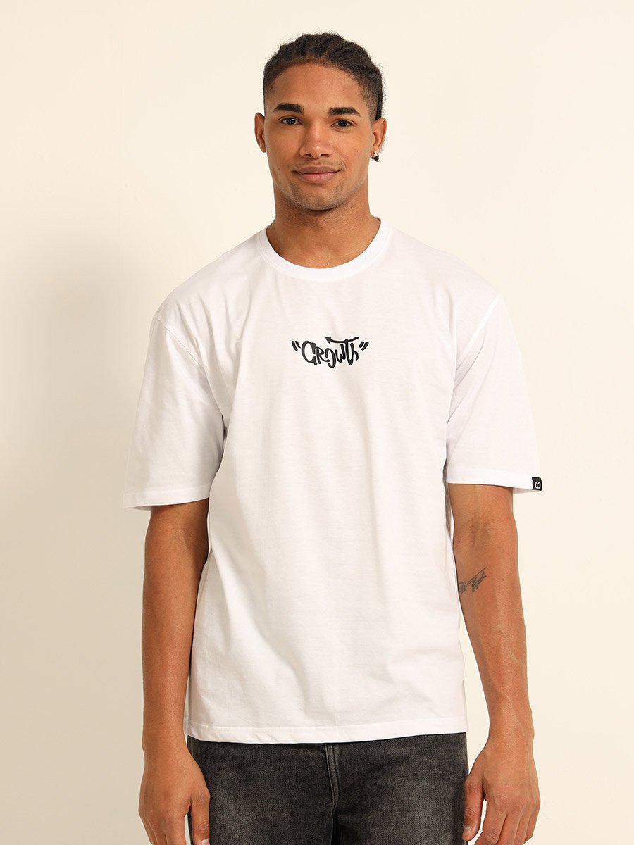 Men White Pain Growth Oversized T-Shirt