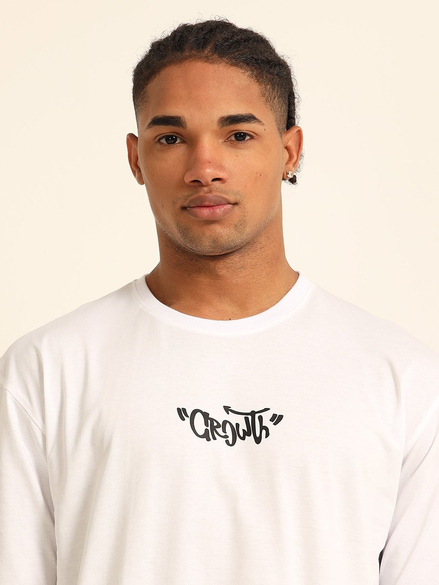 Men White Pain Growth Oversized T-Shirt