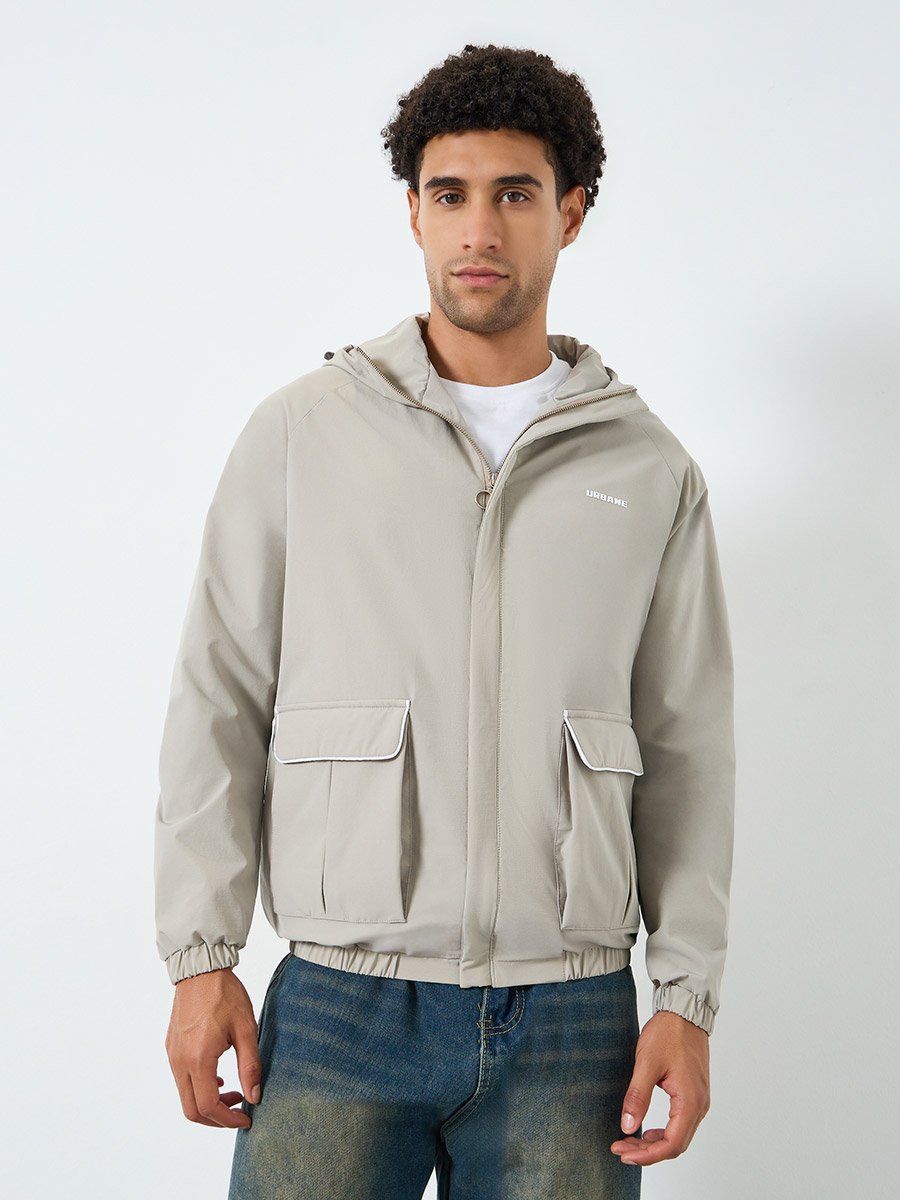 Men Oversized Fit Hooded Windbreaker Jacket