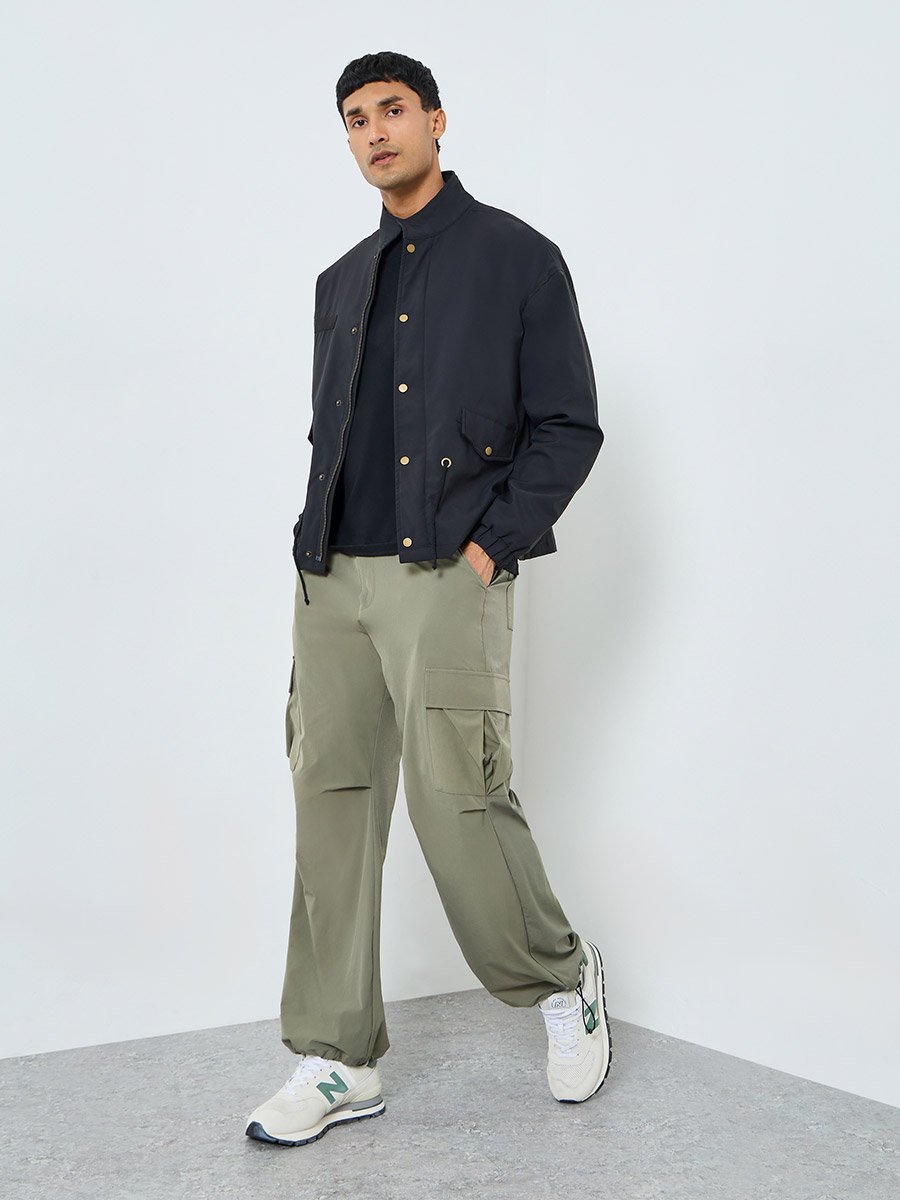 Men Relaxed Solid Zip-Up Jacket