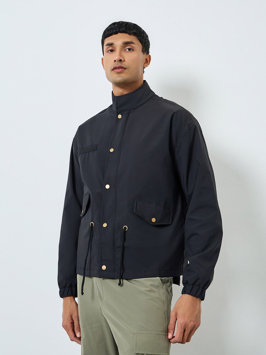Men Relaxed Solid Zip-Up Jacket
