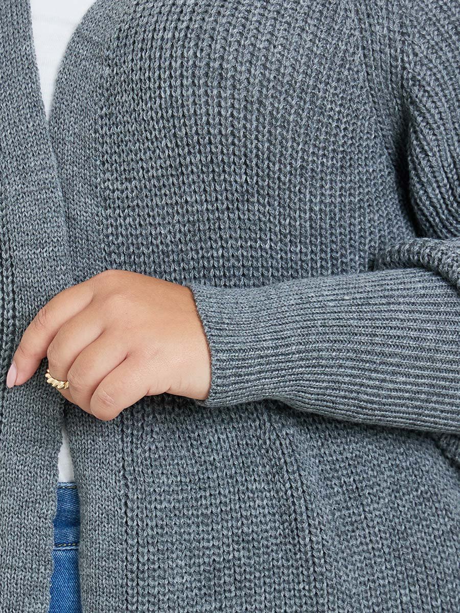 Plus Size Charcoal Knit Cardigan