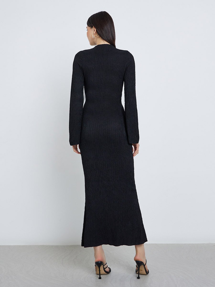 Women Solid Long Sleeve Bodycon Maxi Dress