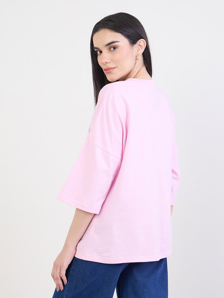 Pink New York Graphic Oversized T-Shirt