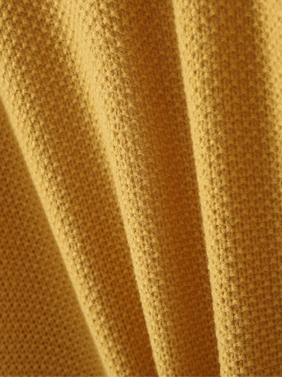 Plus Size Mustard Textured Knit Cardigan