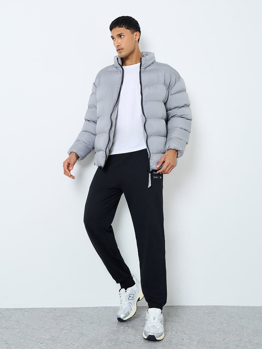 Grey Men Oversized Puffer Jacket