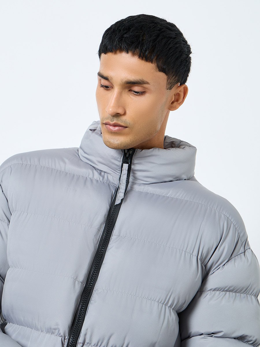 Grey Men Oversized Puffer Jacket