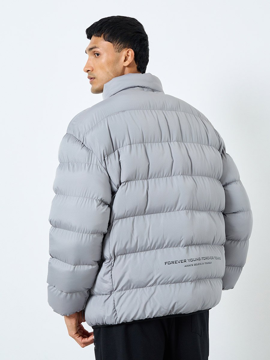 Grey Men Oversized Puffer Jacket
