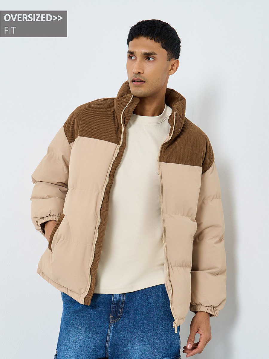 Men Oversized Zip Up Quilted Puffer Jacket