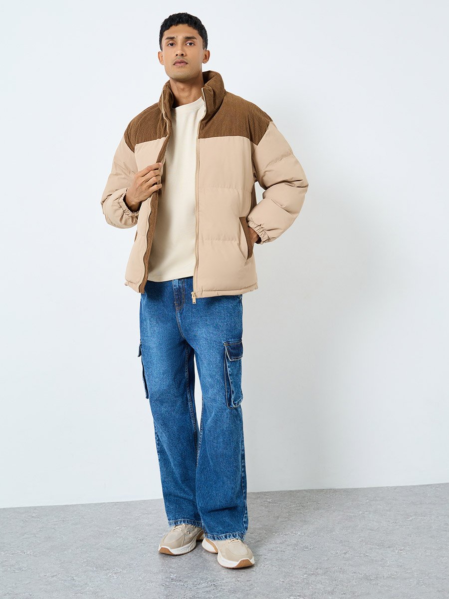 Men Oversized Zip Up Quilted Puffer Jacket