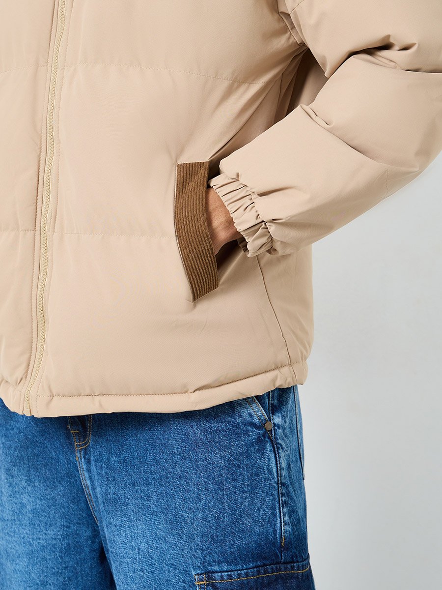 Men Oversized Zip Up Quilted Puffer Jacket