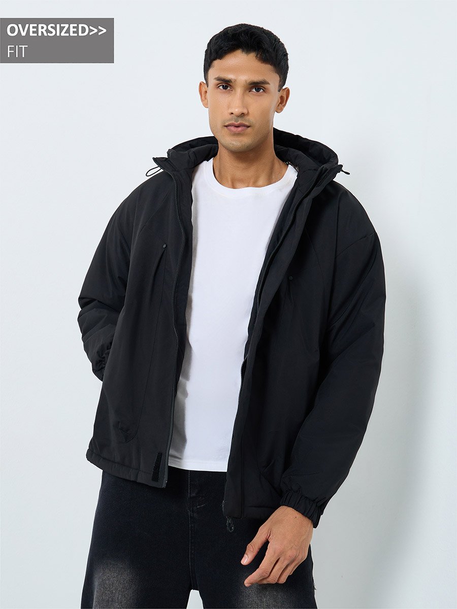 Men Oversized Hooded Windbreaker Jacket