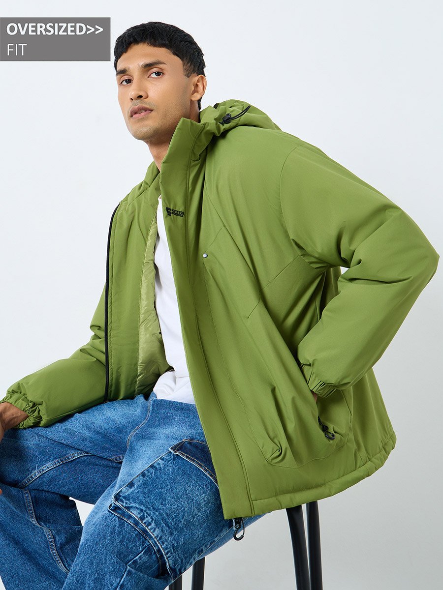 Men Oversized Hooded Windbreaker Jacket