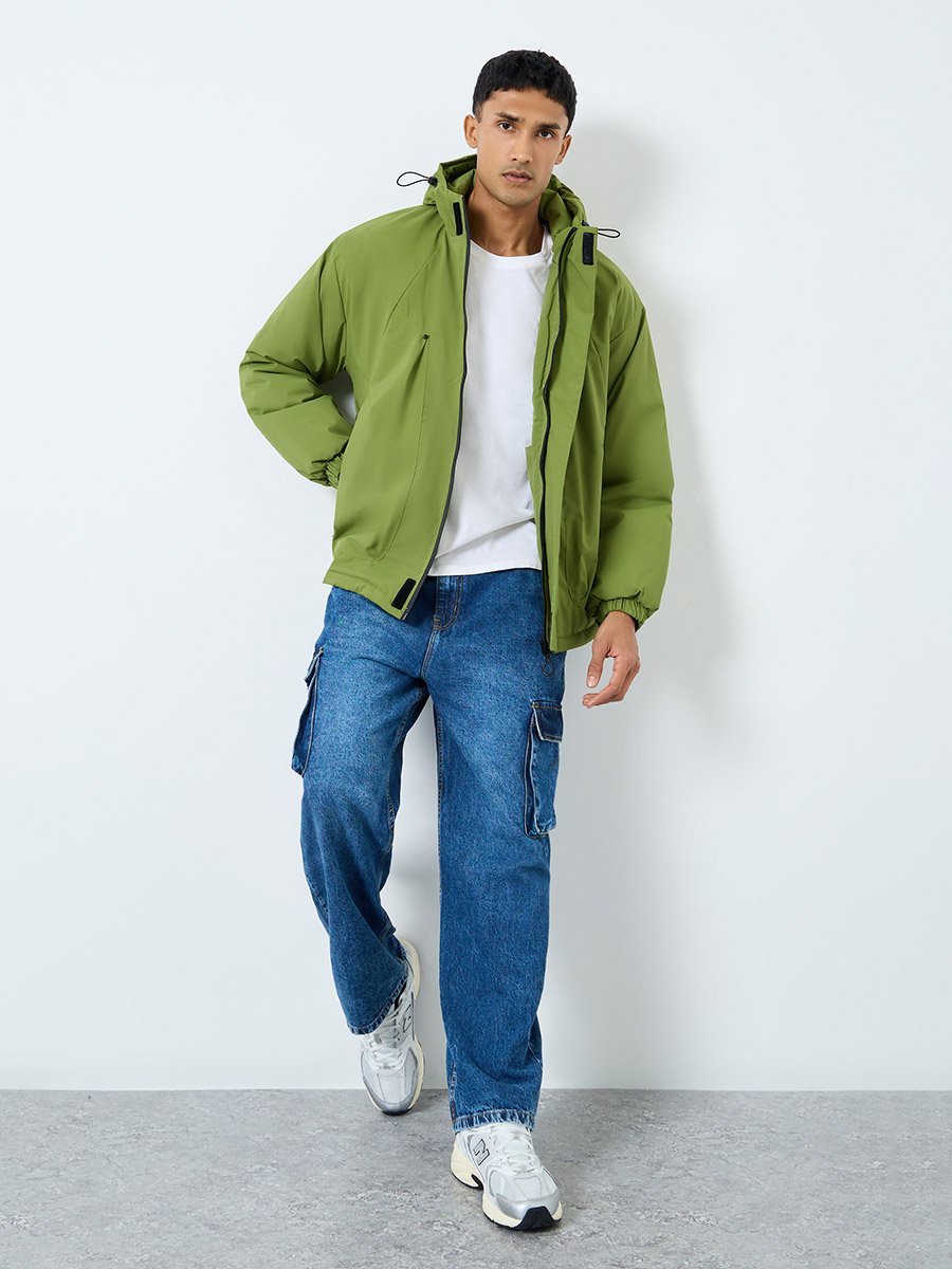 Men Oversized Hooded Windbreaker Jacket
