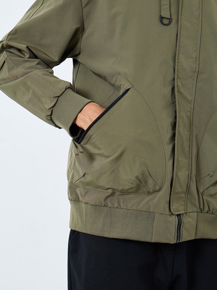 Men Olive Solid Bomber Jacket