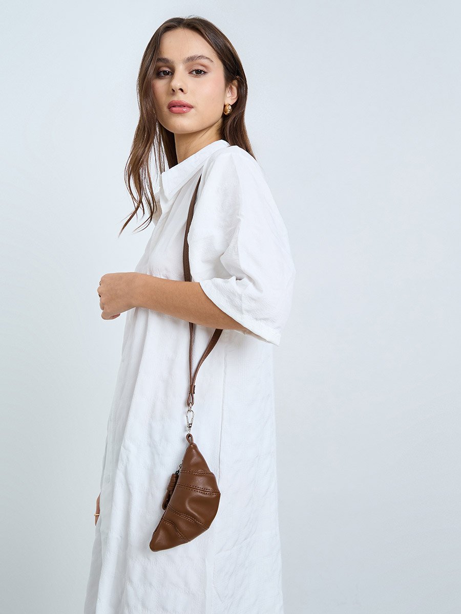 Brown Half Moon Shoulder Bag