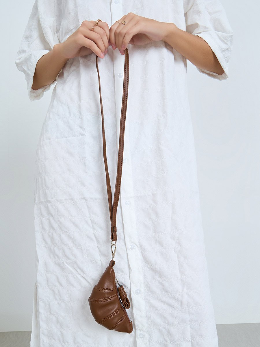 Brown Half Moon Shoulder Bag