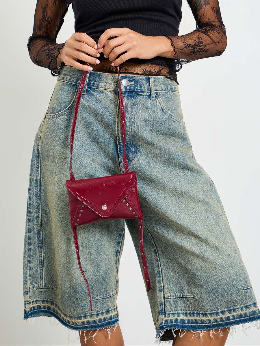 Women Red Studded Crossbody Bag
