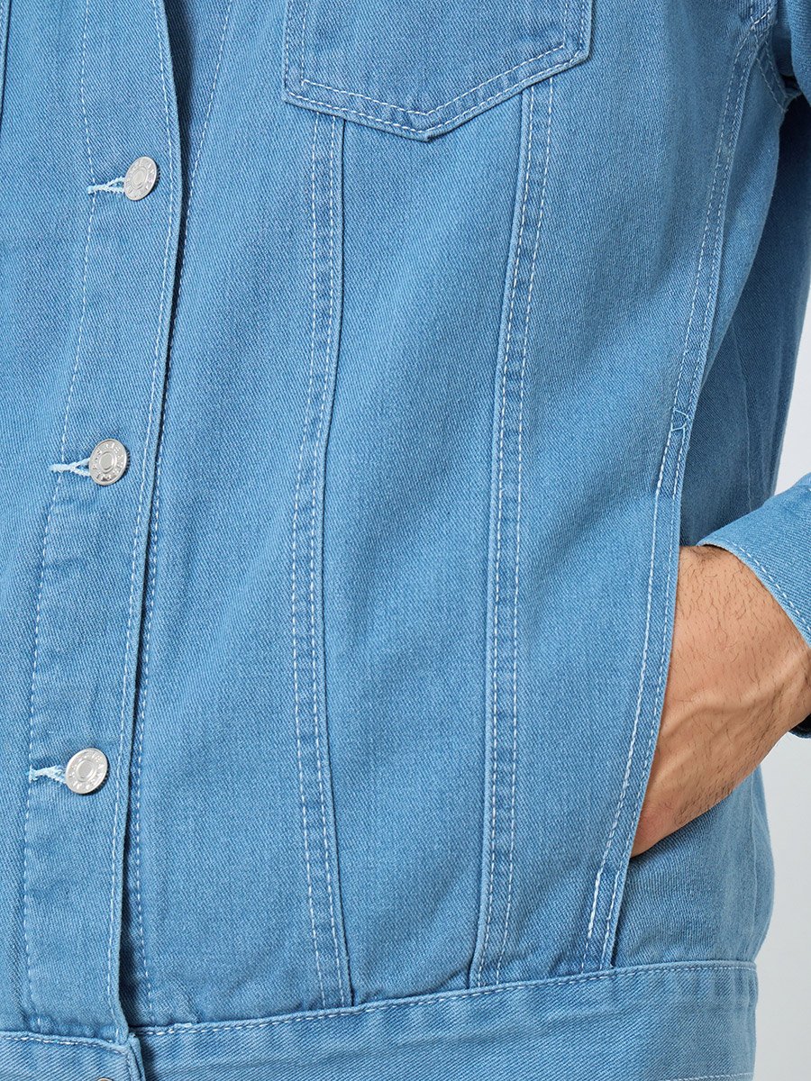 Men Oversized Denim Jacket with Pockets