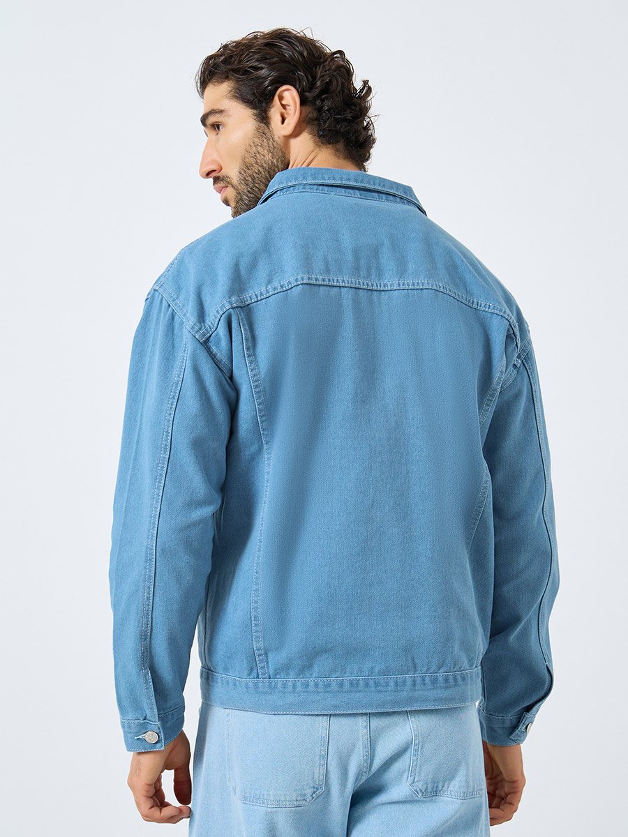 Men Oversized Denim Jacket with Pockets