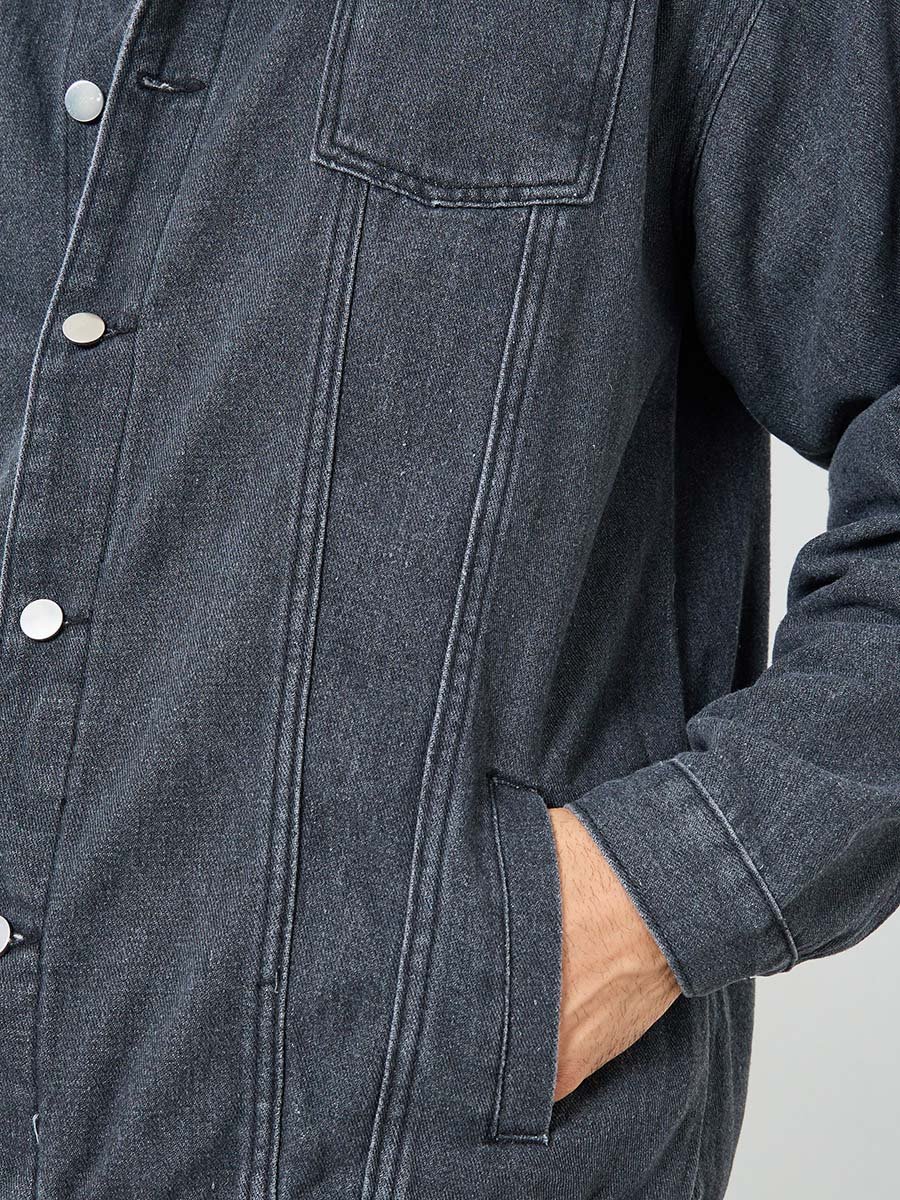 Men Oversized Denim Jacket with Pockets
