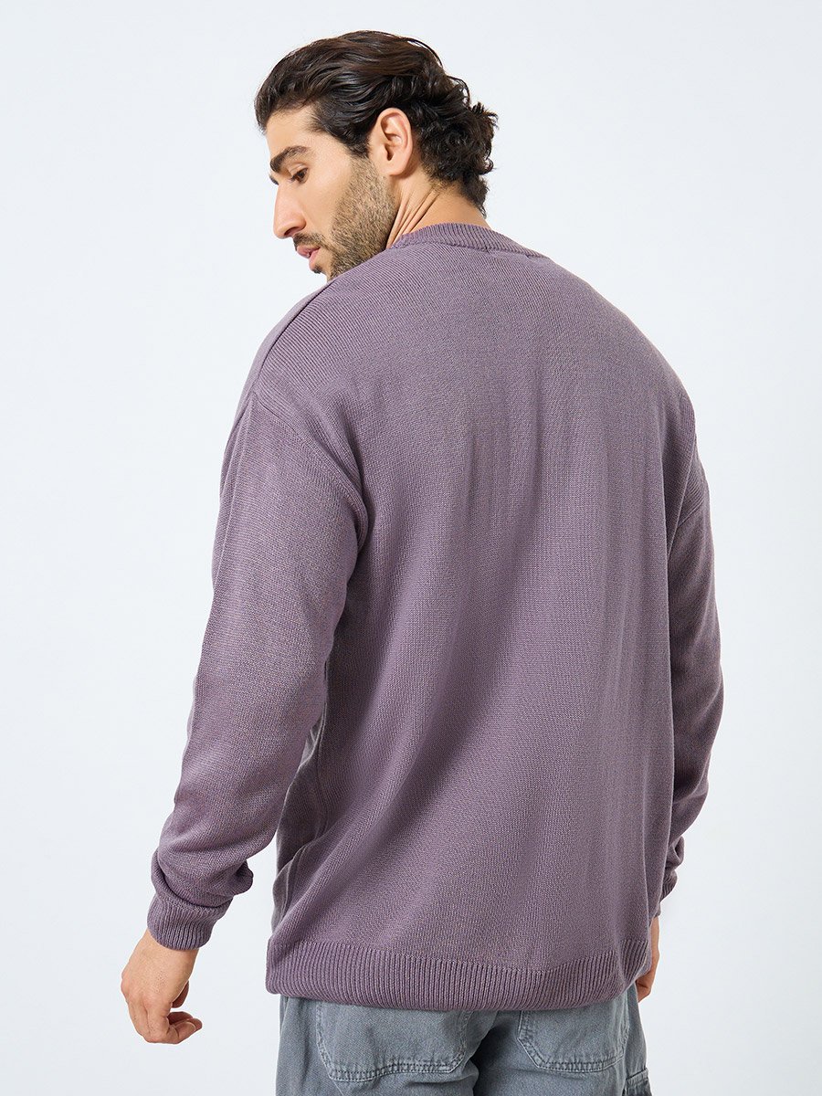 Men Brown Embroidered Knit Cardigan