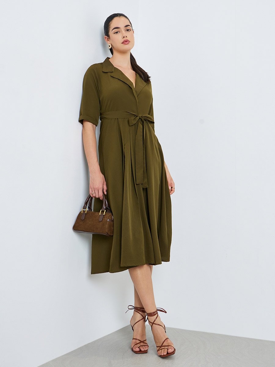 olive green dress with blazer this boyfriend blazer + olive green slip dress combo