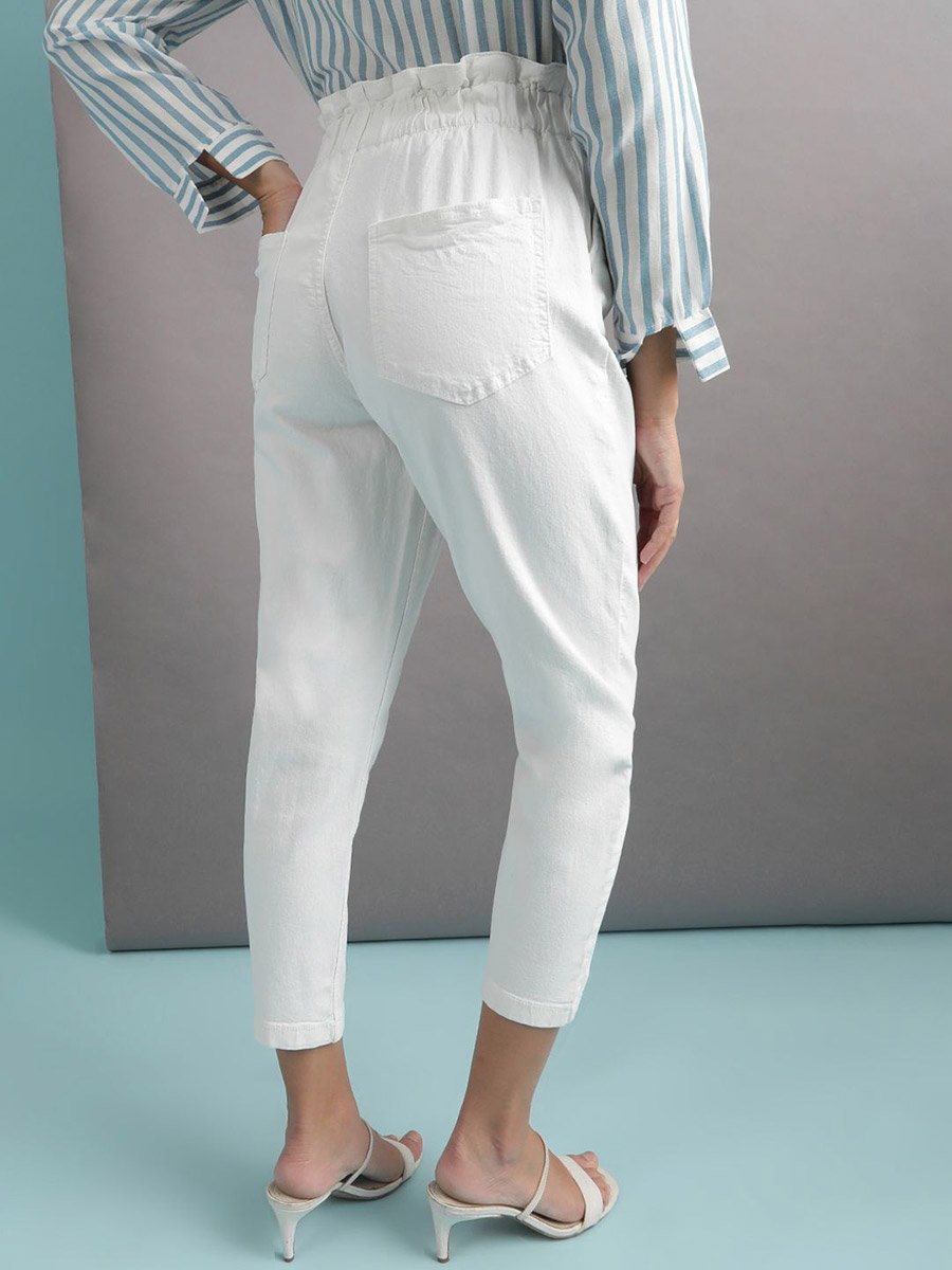 Women Paperbag Waist Mom Fit Jeans