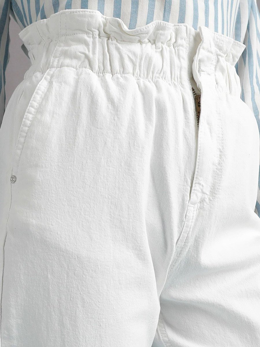Women Paperbag Waist Mom Fit Jeans