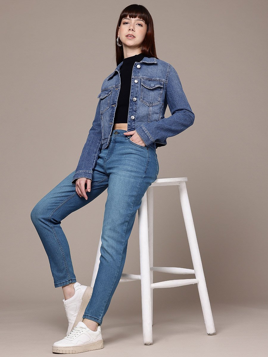 Women Mid Rise Slim Fit Solid Jeans