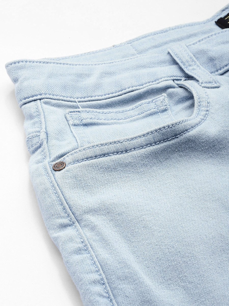 Women Straight Fit Solid Blue Jeans