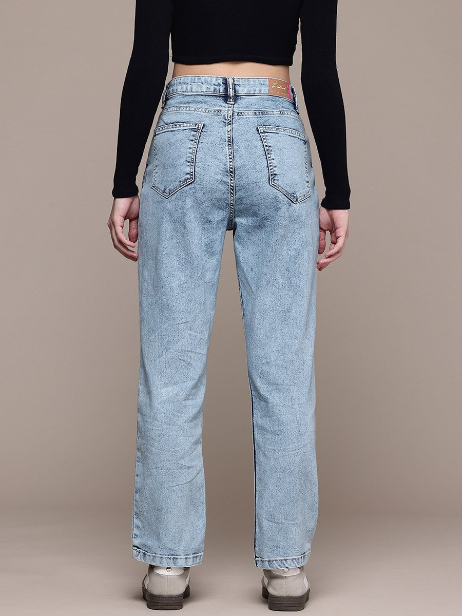 Women Regular Fit Solid Blue Jeans