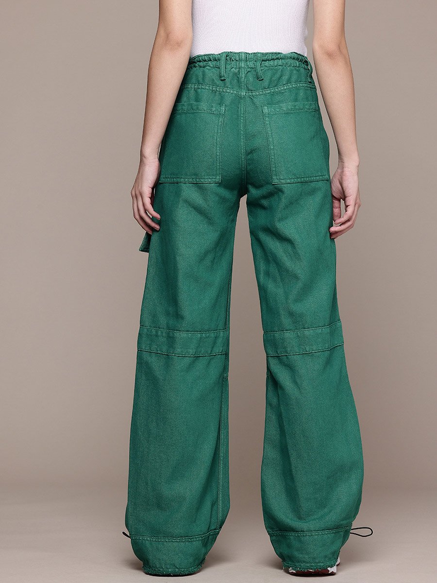 Women Wide Leg Utility Jeans