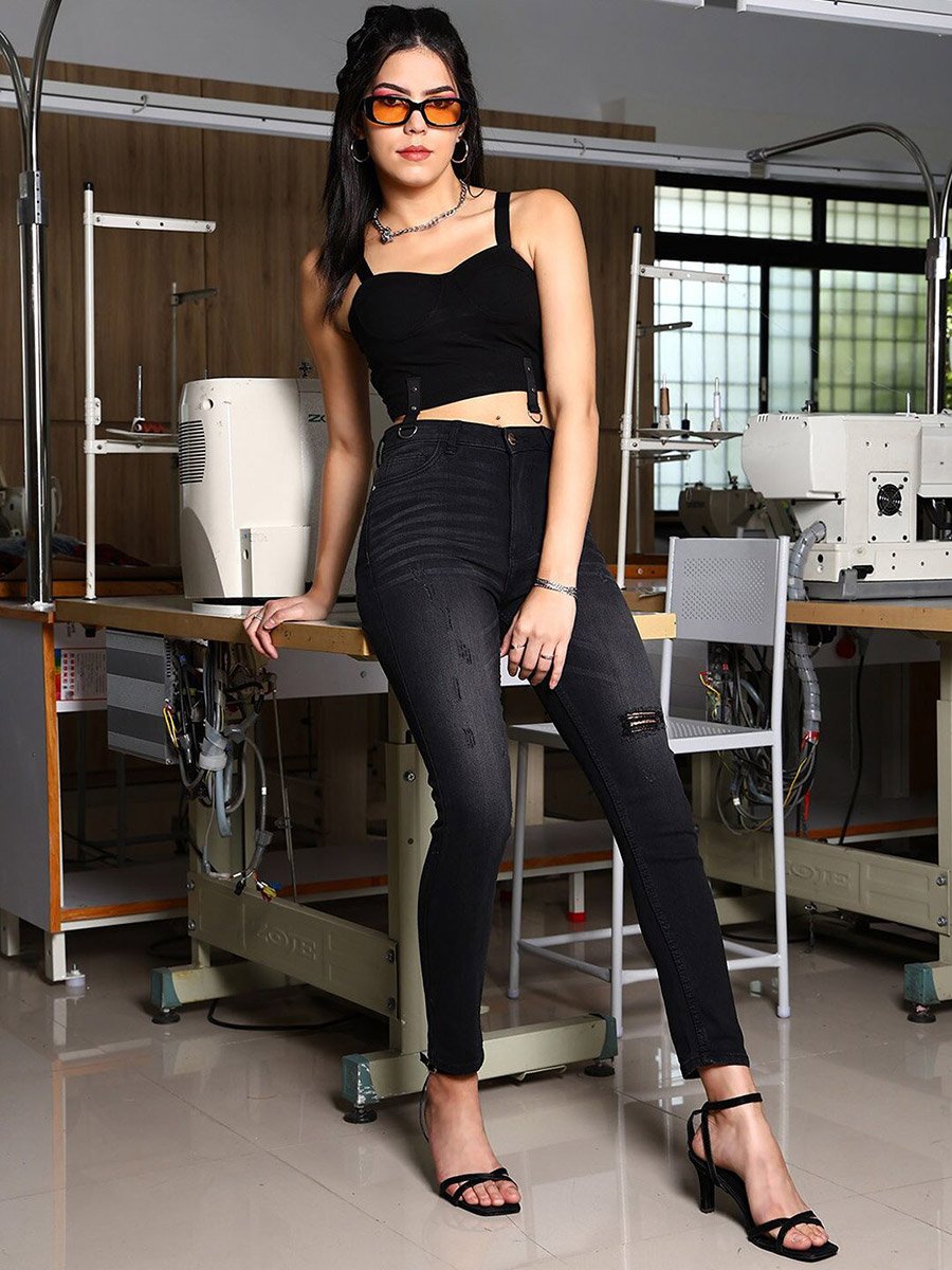 Women Distress Skinny Jeans