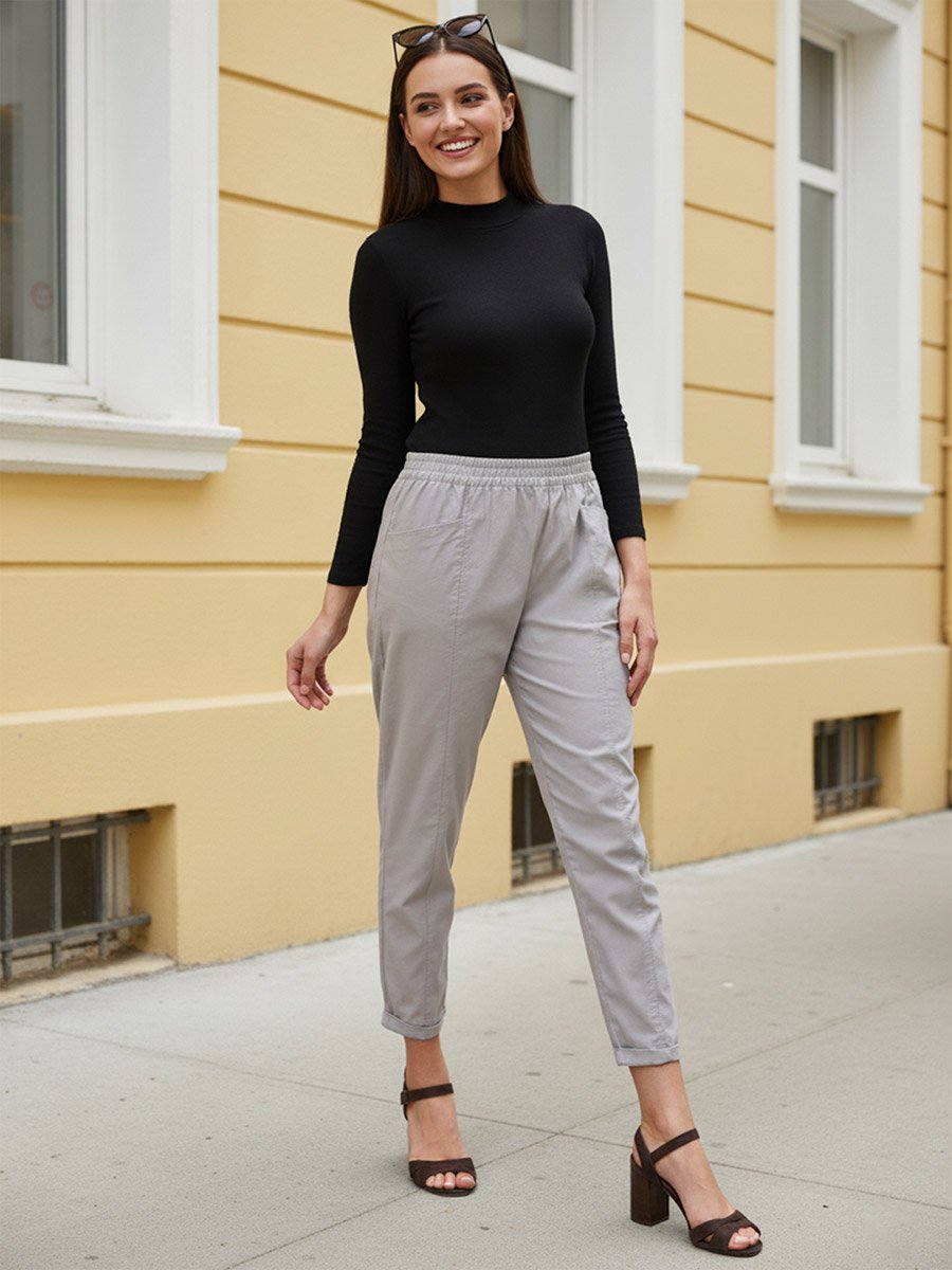 Women Grey Relaxed Fit Trousers