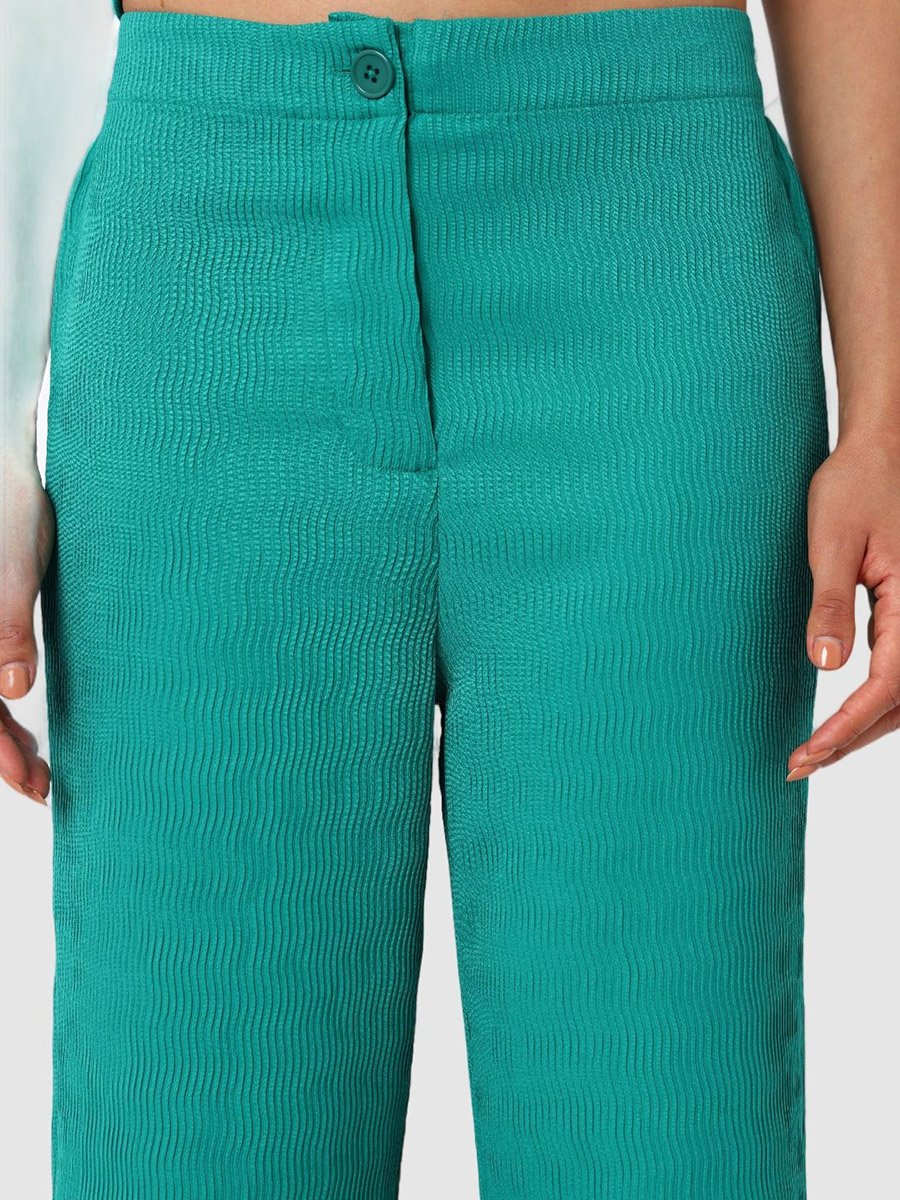 Green Textured Shirt and Trousers Co-ords
