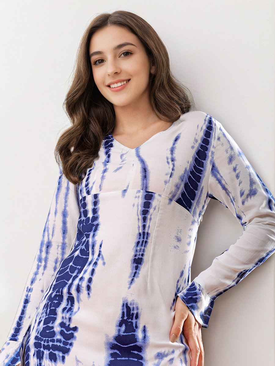 Navy Blue Tie-Dye Mini Dress